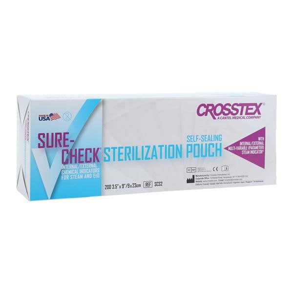 Sure-Check Sterilization Pouch 3.5 in x 9 in 200/Bx, 20 BX/CA