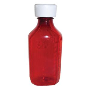 Syrup Bottle Plastic 3oz Amber Reusable Non-Sterile 100/Ca