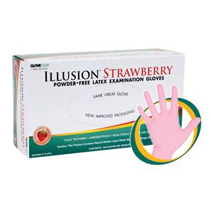 Illusion Strawberry Exam Gloves Small Pink Non-Sterile