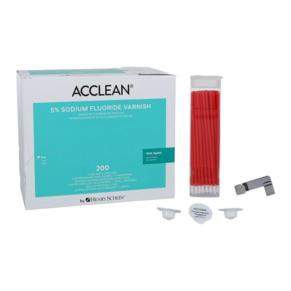 Acclean Fluoride Varnish Cups Unit Dose 5% NaF 0.5 mL Raspberry 200/Bx