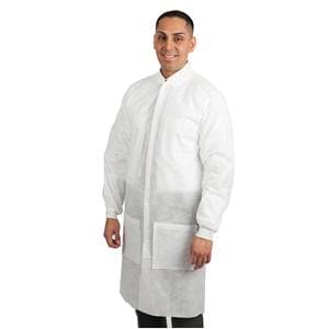 Maxi-Gard Protective Lab Coat SMS Large White 10/Pk