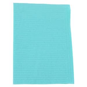 Essentials Patient Bib 2 Ply Tissue / Poly 13 in x 18 in Aqua Disposable 500/Ca