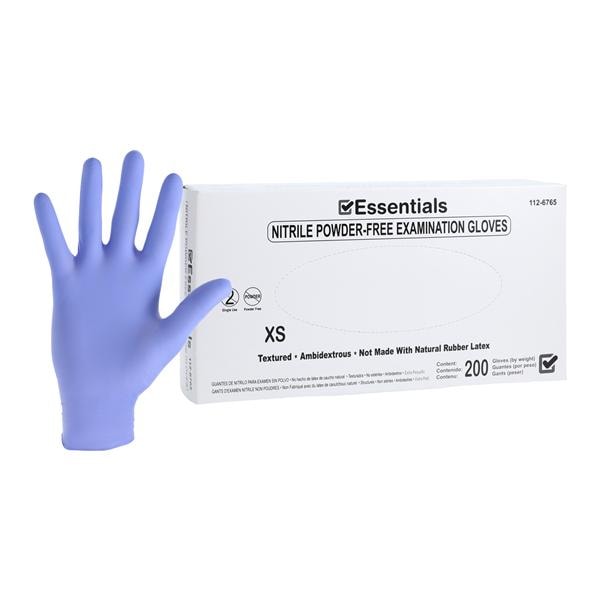 Essentials Nitrile Exam Gloves X-Small Periwinkle Non-Sterile, 10 BX/CA