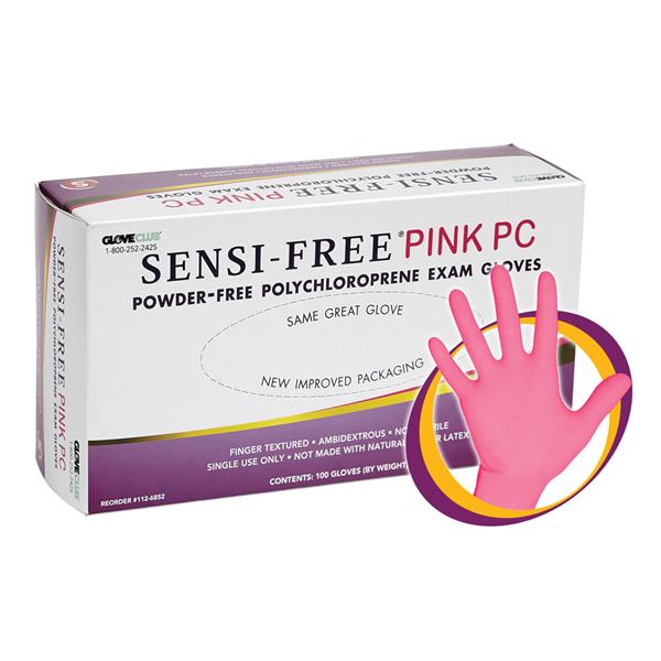 Sensi-Free Pink PC Chloroprene Exam Gloves Small Pink Non-Sterile, 20 BX/CA