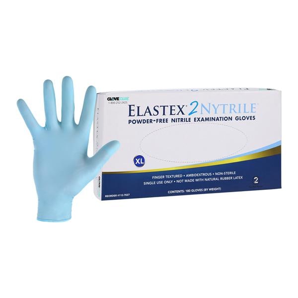 Elastex 2 Nitrile Exam Gloves X-Large Powder Blue Non-Sterile