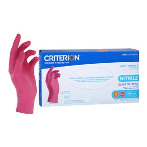 Criterion Aloe + Vitamin E Nitrile Exam Gloves Small Standard Magenta Pink NS, 10 BX/CA