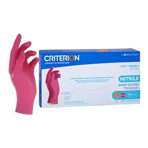 Criterion Aloe + Vitamin E Nitrile Exam Gloves Large Standard Magenta Pink NS, 10 BX/CA