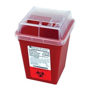 Sharps Container 1qt Red 4-1/2x4-1/2x6-3/5" Sliding Lid Polypropylene Ea