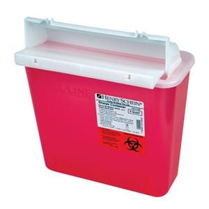 Sharps Container 5qt Red 10x4.4x9.2" Counterbalanced Side Entry Polypropylene Ea