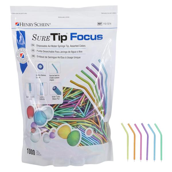 Sure Tip Focus Air / Water Tip Bulk Refill Assorted 1000/Bg