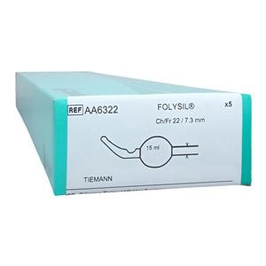 Cysto-Care Folysil Tiemann Catheter Foley 22Fr 15cc Coude Tip 2-Way 16" 5/Bx