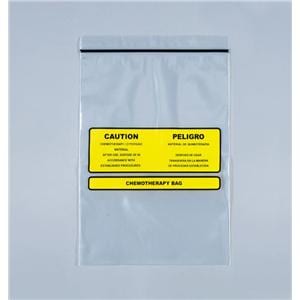 Chemotherapy Disposal Bag 4mil 9x12" Clear/Yellow Zipper Closure PE 100/Bg