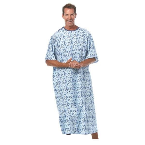 Patient Gown Adult One Size Blue Optics Ea