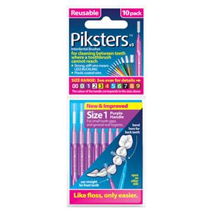 Piksters Interdental Brush Size 1 Purple 10pk/Bx