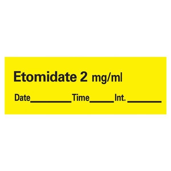 Label Etomidate 2mg/ml Yl 333/Rl 1/Rl 1/Rl