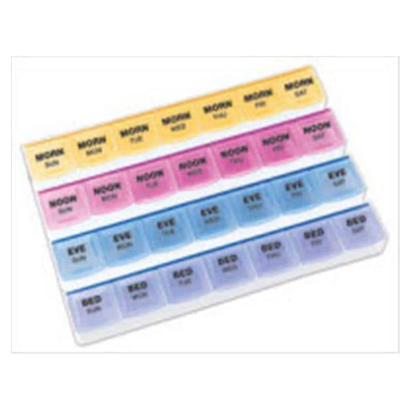 Pill Organizer Plastic Non-Sterile Reusable Color Coded Ea