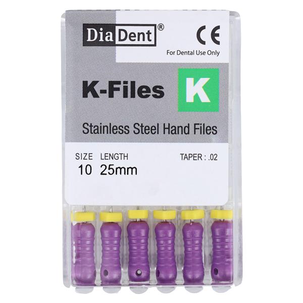 Hand K-File 25 mm Size 10 Stainless Steel Purple 6/Pk