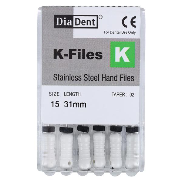 Hand K-File 31 mm Size 15 Stainless Steel White 6/Pk