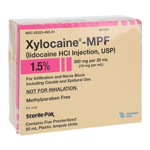 Xylocaine MPF Injection 1.5% Preservative Free Ampule 20mL 5/Package