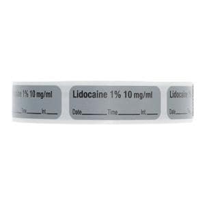 Anesthesia Label DTI Lidocaine 1% 10mg/mL Gray 1-1/2x1/2" 600/Rl