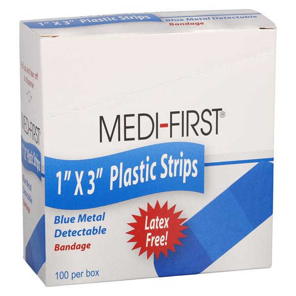 Strip Bandage Plastic 1x3" Blue 100/Bx