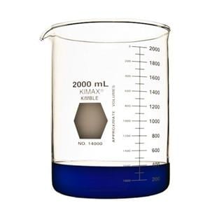 Kimax Griffin Beaker Borosilicate Glass Clear 2000mL Ea