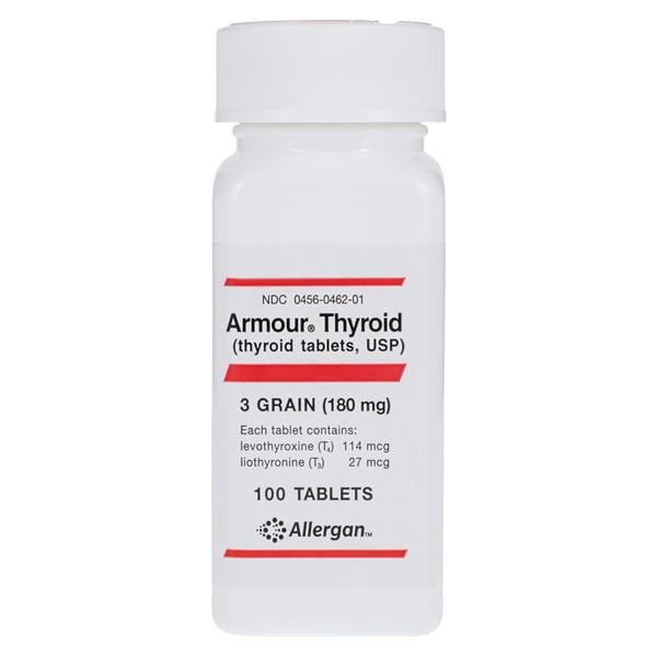 Armour Thyroid Tablets 3 Grain 180mg Bottle 100/Bt