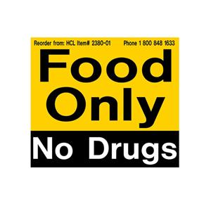 Magnet/Label Food Only No Drugs 3-5/8x3" Ea