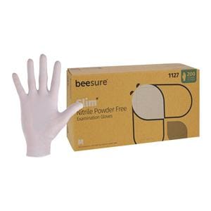 BeeSure Slim Nitrile Exam Gloves Medium White Non-Sterile, 10 BX/CA