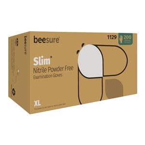 BeeSure Slim Nitrile Exam Gloves X-Large White Non-Sterile, 10 BX/CA