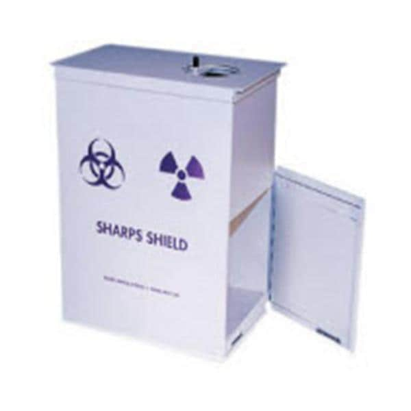 Monoject Sharps Shield Rd/Wht 7-3/8x12x16-3/4 Kylck Stl/Ld f/ 039-338 Cntnrs Ea