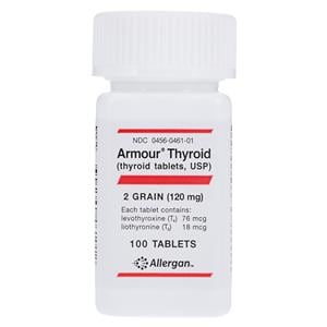 Armour Thyroid Tablets 2 Grain 120mg Bottle 100/Bottle Each