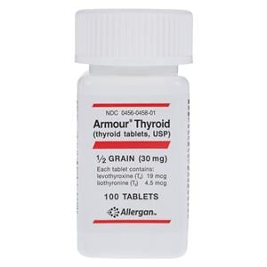 Armour Thyroid Tablets 1/2 Grain 30mg Bottle 100/Bottle Each