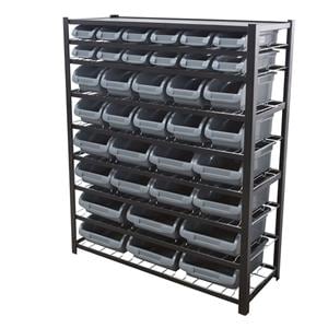 Edsal Bin Storage Rack 36 Bins 57 in x 44 in x 16 in Black Ea