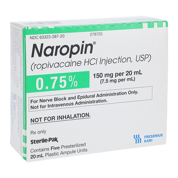 Naropin Injection 0.75% 7.5mg/mL Preservative Free Ampule 20mL 5/Package