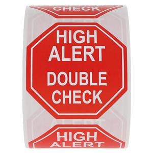 Label High Alert Double Check Red English 2x2 500/Pk