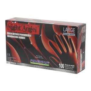 Night Angel Nitrile Exam Gloves Large Black Non-Sterile