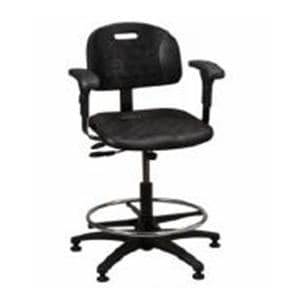 Task Series Lab Stool Polyurethane Black w/ Pneumatic Lift/Contoured Backrest Ea