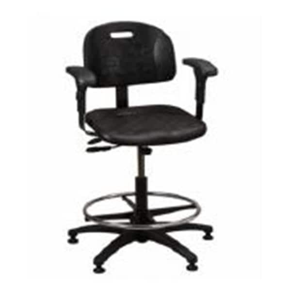 Task Series Lab Stool Polyurethane Black w/ Pneumatic Lift/Contoured Backrest Ea