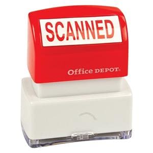 Office Depot Brand Pre-Inked Message Stamp "Scanned" Red Ea