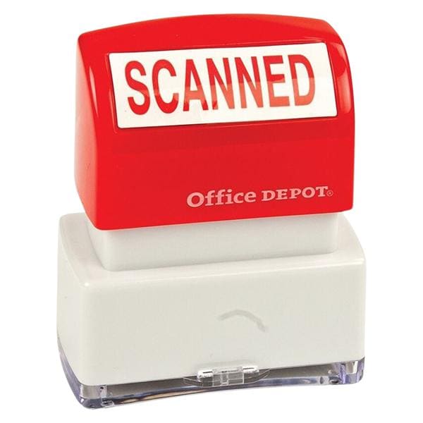 Office Depot Brand Pre-Inked Message Stamp "Scanned" Red Ea