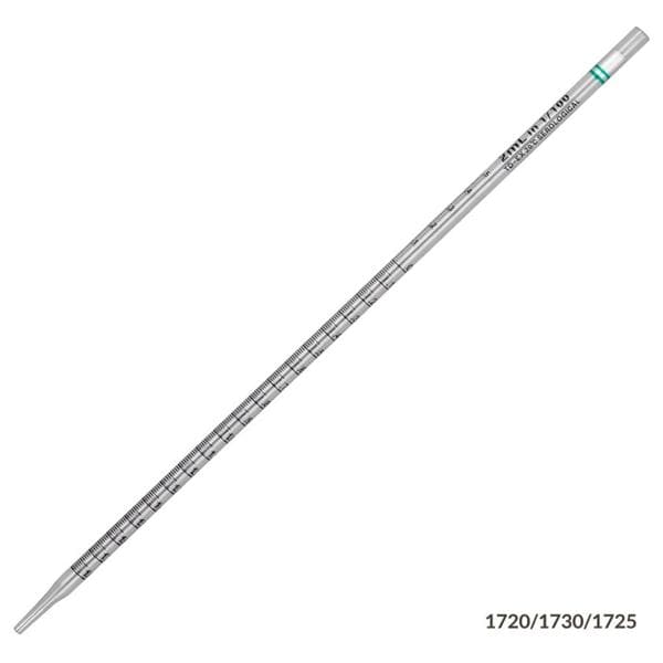 Serological Pipette Polystyrene 2mL Green Band Sterile 1000/Ca