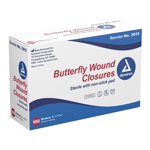 Butterfly Wound Closure Plastic .38x1.81" White Sterile 2400/Ca