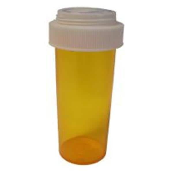 Medicine Vial Plastic 8 Dram Amber Reusable Non-Sterile 50/Pk