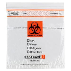 Lab Gaurd Biohazard Specimen Bag Clear Zip Closure With Flap 1000/Ca