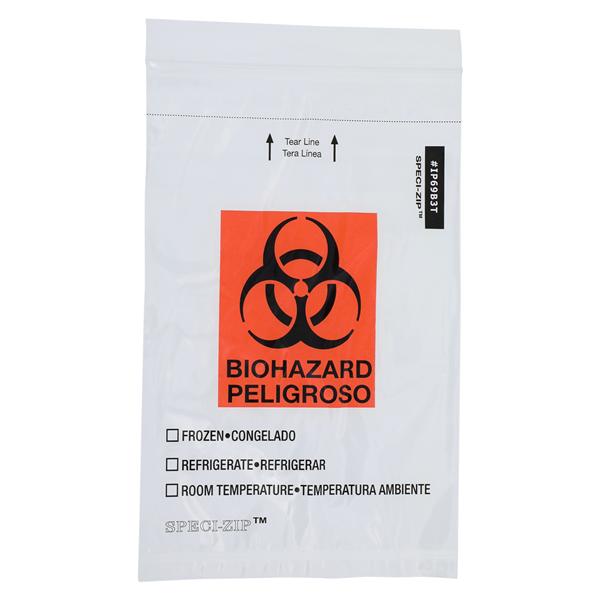 Speci-Zip Biohazard Bag Clear Zip Closure With Symbol 1000/Ca