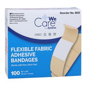 Adhesive Bandage Fabric 3/4x3" Tan Sterile 100/Bx