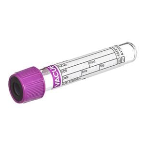 Vacuette Venous Blood Collection Tube Lavender/Black 13x75mm 3mL Plastic 50/Bx, 24 BX/CA