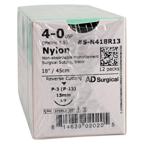 Unify Suture 4-0 18" Nylon Monofilament P-3 Black 12/Bx