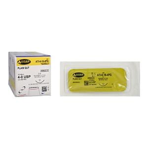 RS3 Suture 4-0 18" Plain Gut Monofilament C-6 Undyed 12/Bx